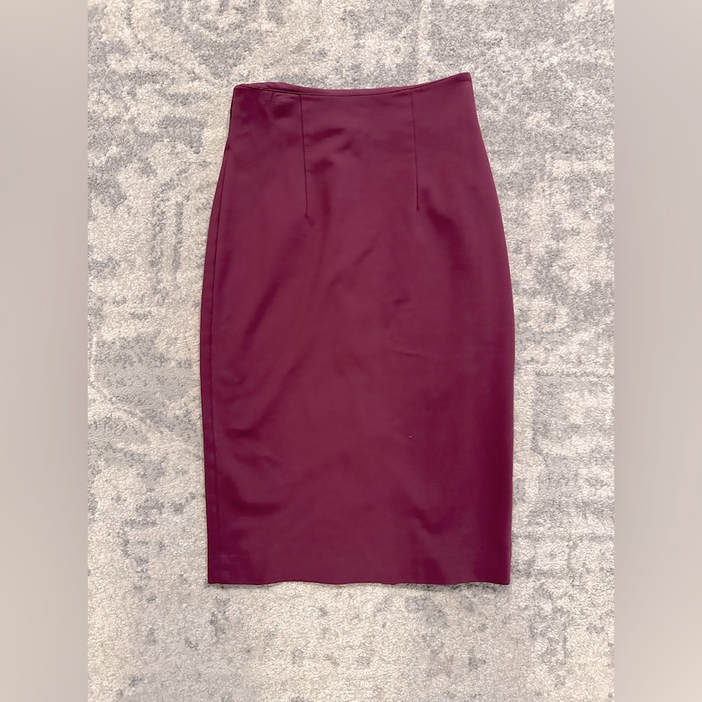 Burgundy Midi Pencil Skirt